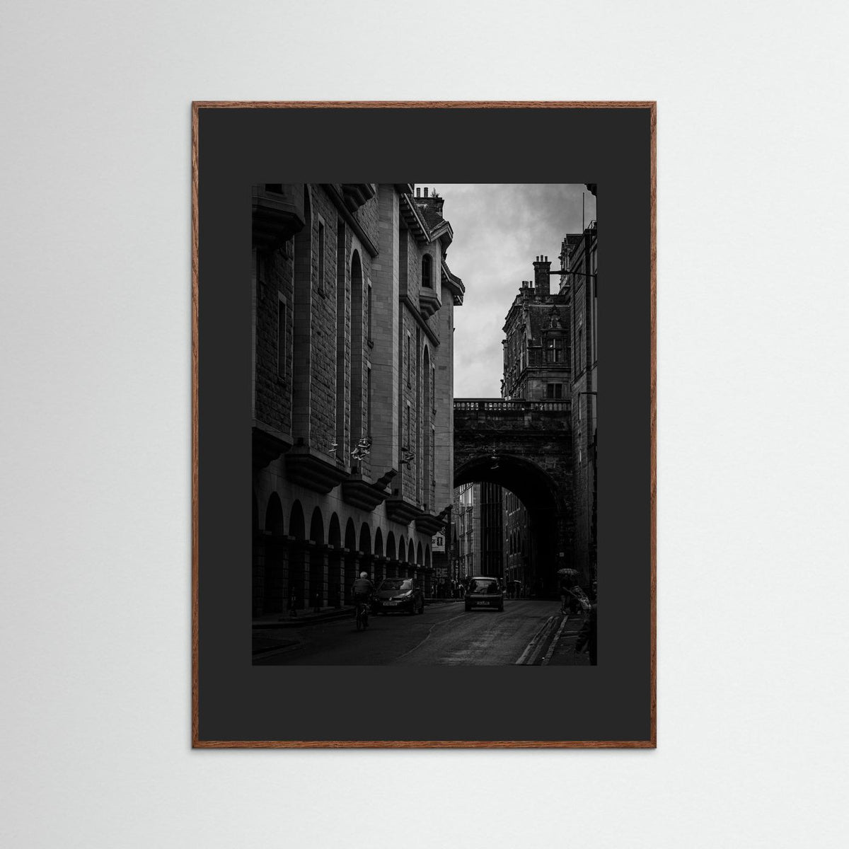 Old Town in bnw in Edinburgh, Scotland