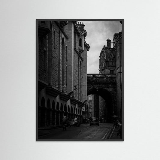 Old Town in bnw in Edinburgh, Scotland