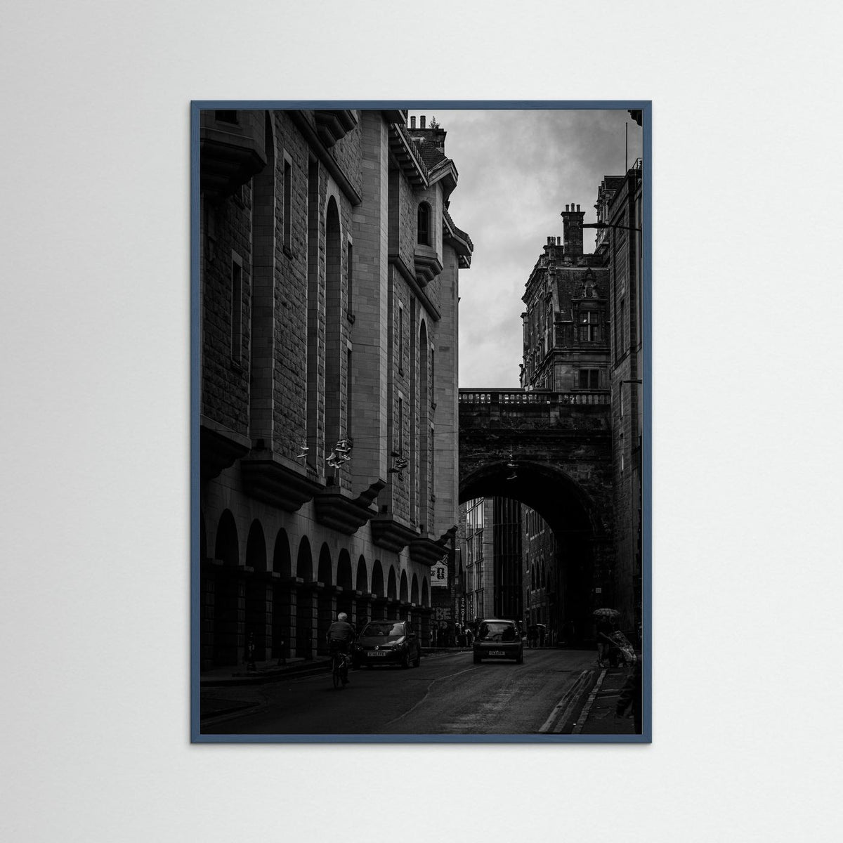 Old Town in bnw in Edinburgh, Scotland