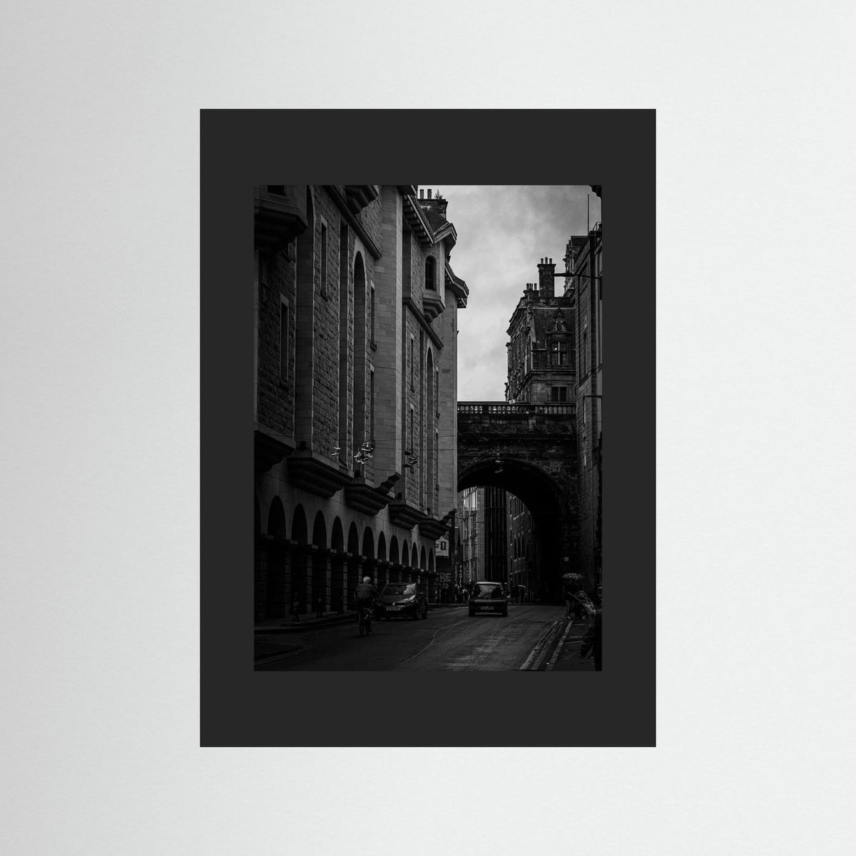 Old Town in bnw in Edinburgh, Scotland