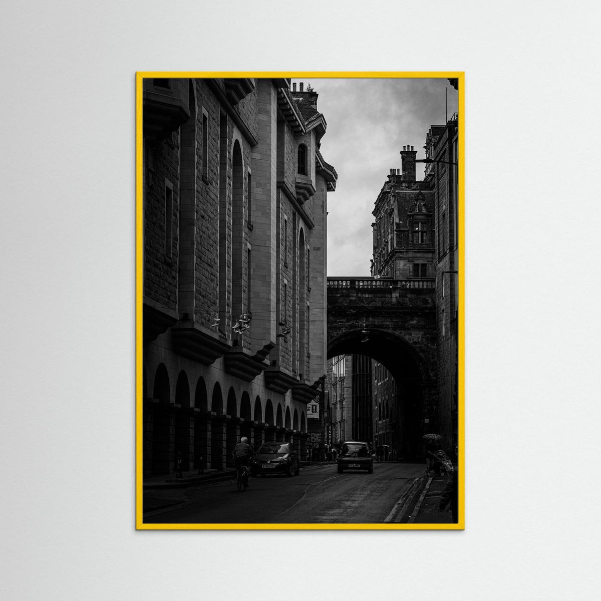 Old Town in bnw in Edinburgh, Scotland