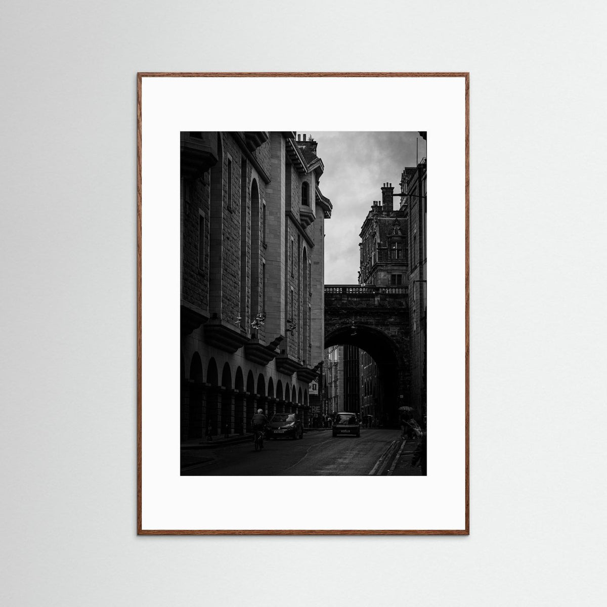 Old Town in bnw in Edinburgh, Scotland