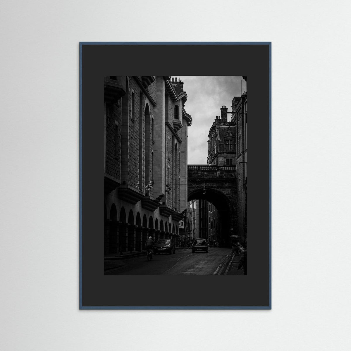 Old Town in bnw in Edinburgh, Scotland