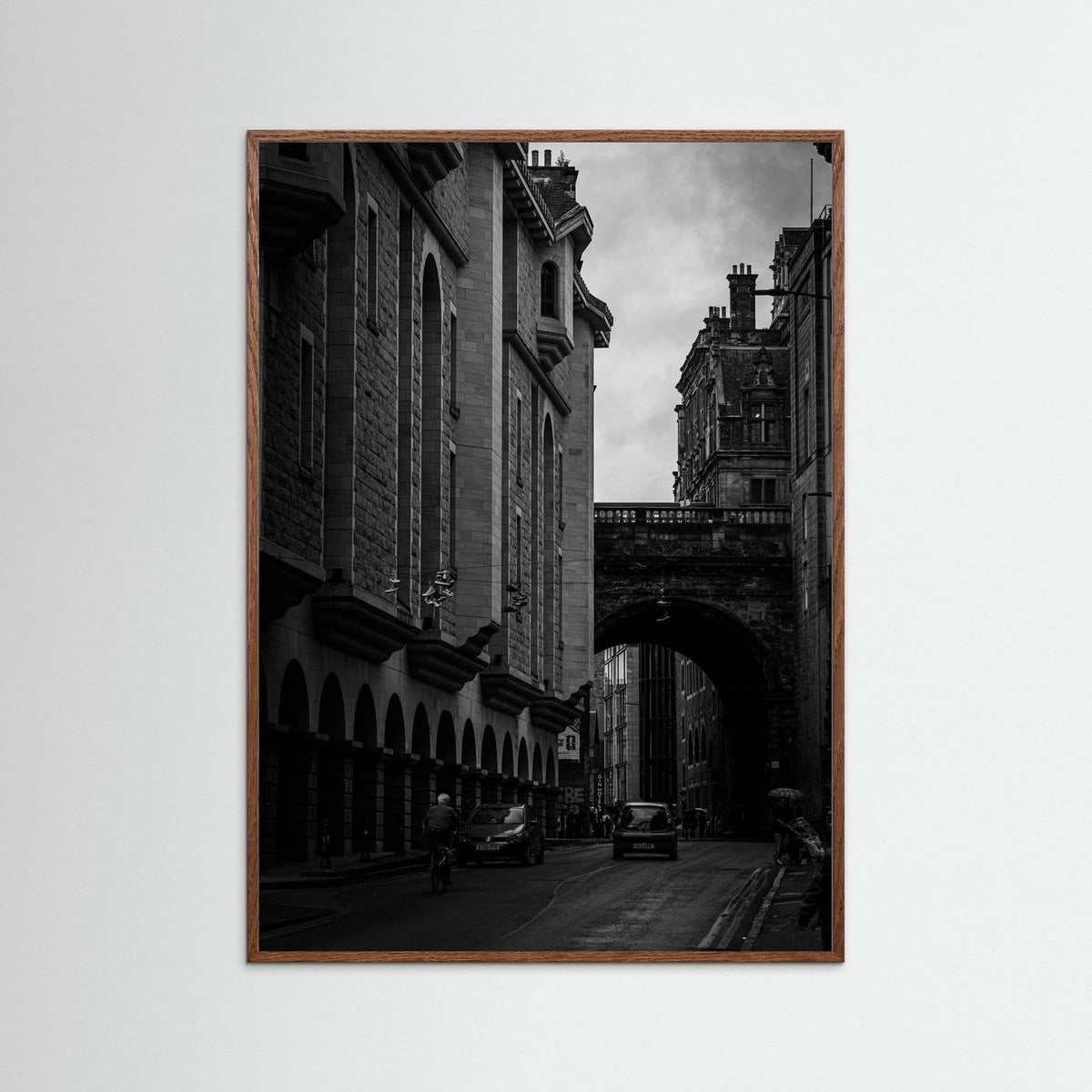 Old Town in bnw in Edinburgh, Scotland