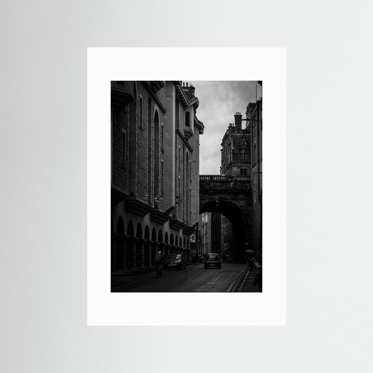 Old Town in bnw in Edinburgh, Scotland