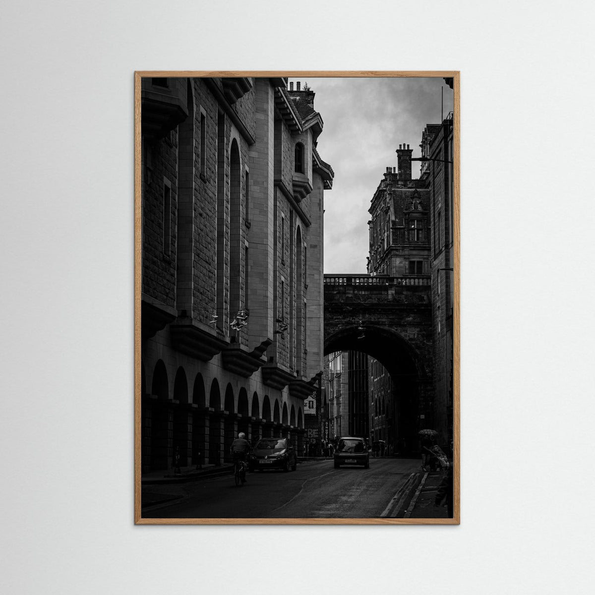 Old Town in bnw in Edinburgh, Scotland